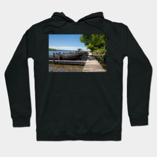 View of the dock on Rice lake Hoodie